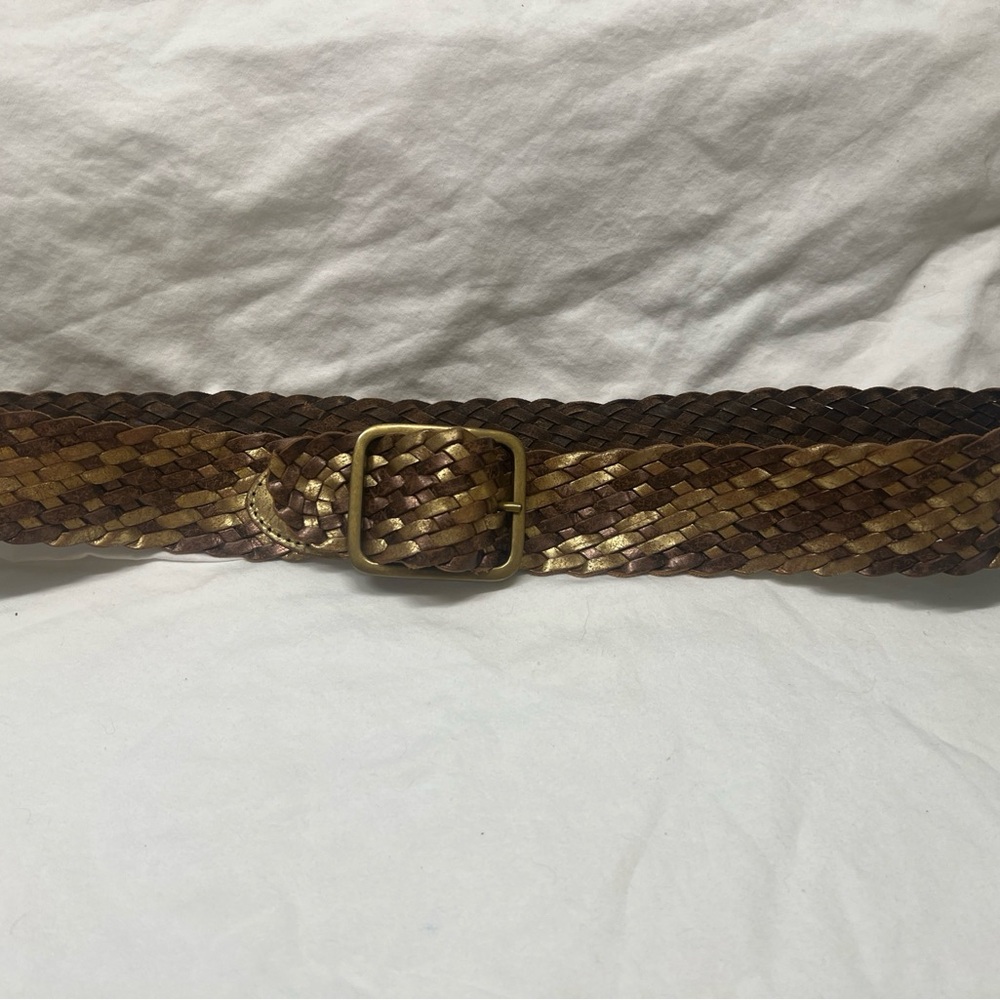 Braided leather Brown and Gold Women's Belt
